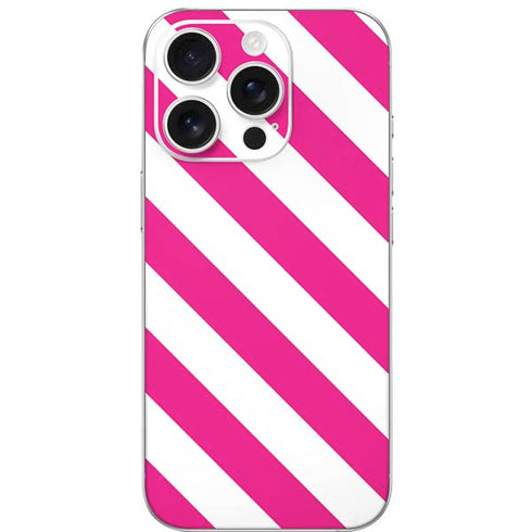 Pink and White Geometric Stripes iPhone 16 Pro Skin