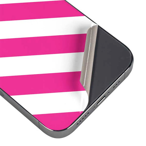 Pink and White Geometric Stripes iPhone 16 Pro Skin