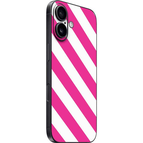 Pink and White Geometric Stripes iPhone 16 Skin