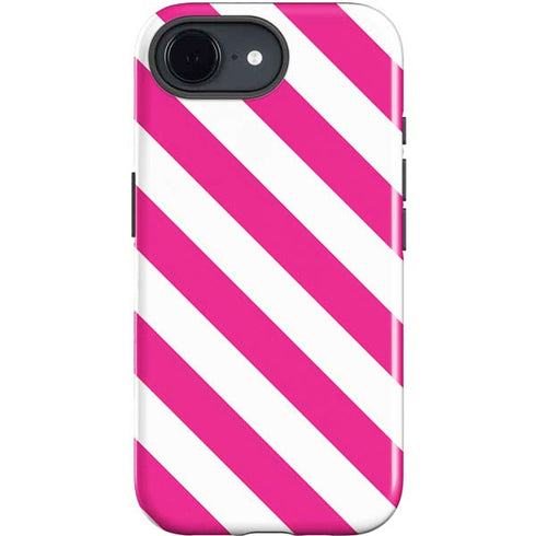 Pink and White Geometric Stripes iPhone 16e Impact Case