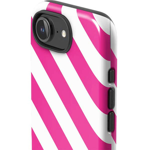 Pink and White Geometric Stripes iPhone 16e Impact Case