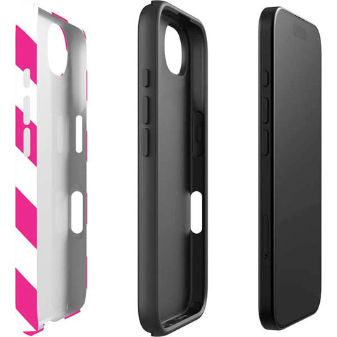 Pink and White Geometric Stripes iPhone 16e Impact Case