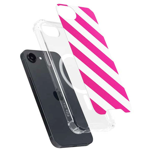 Pink and White Geometric Stripes iPhone 16e MagSafe Case