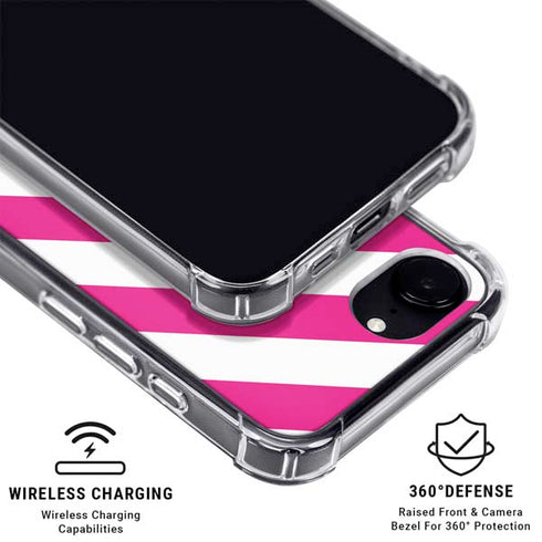Pink and White Geometric Stripes iPhone 16e MagSafe Case