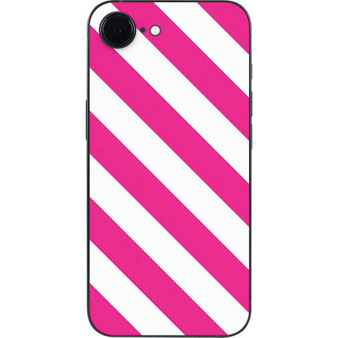Pink and White Geometric Stripes iPhone 16e Skin