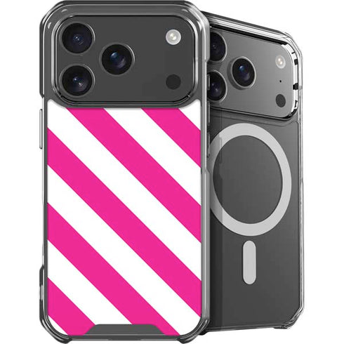 Pink and White Geometric Stripes iPhone 18 Pro MagSafe Case