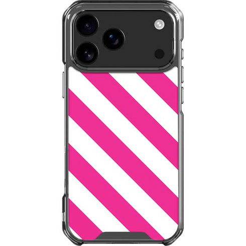 Pink and White Geometric Stripes iPhone 18 Pro Max Clear Case