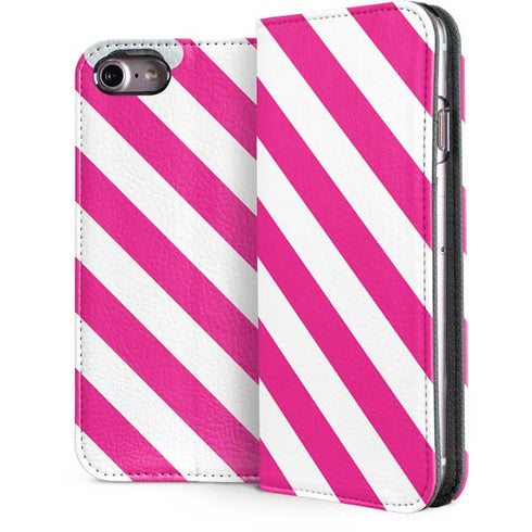 Pink and White Geometric Stripes iPhone 7 Folio Case