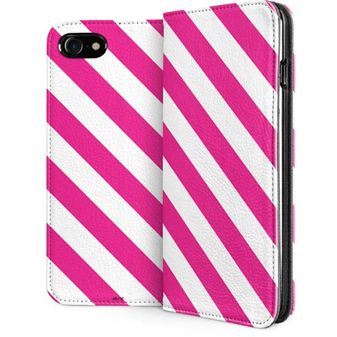 Pink and White Geometric Stripes iPhone SE (2nd & 3rd Gen) Folio Case