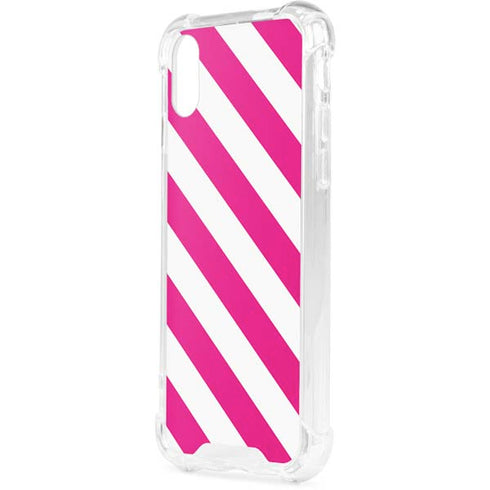 Pink and White Geometric Stripes iPhone XS Clear Case