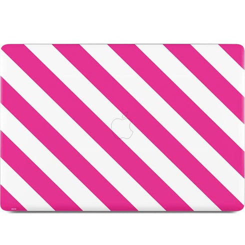 Pink and White Geometric Stripes MacBook Skins