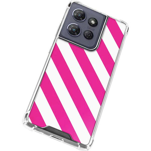 Pink and White Geometric Stripes Moto G 5G (2025) Clear Case