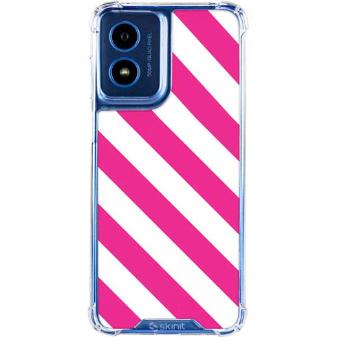 Pink and White Geometric Stripes Moto G 5G (2024) Clear Case
