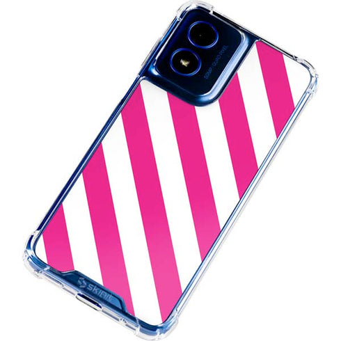 Pink and White Geometric Stripes Moto G 5G (2024) Clear Case