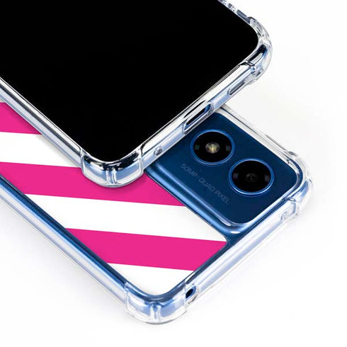 Pink and White Geometric Stripes Moto G 5G (2024) Clear Case