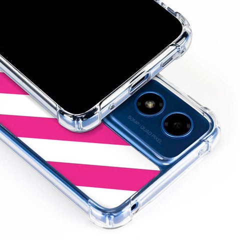 Pink and White Geometric Stripes Moto G Play 4G (2024) Clear Case