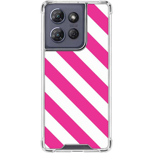 Pink and White Geometric Stripes Moto G Play 5G (2025) Clear Case