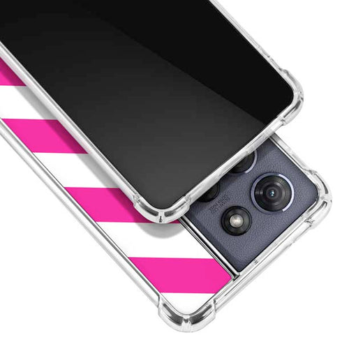 Pink and White Geometric Stripes Moto G Play 5G (2025) Clear Case
