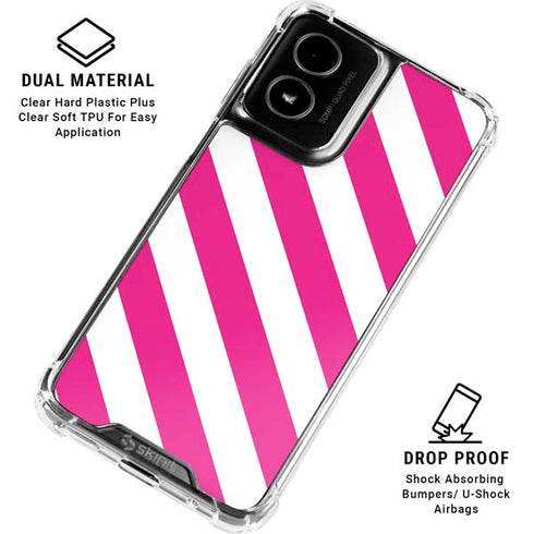 Pink and White Geometric Stripes Moto G Power 5G (2024) Clear Case