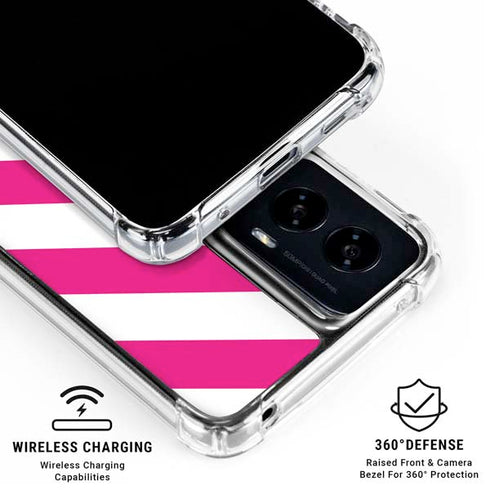 Pink and White Geometric Stripes Moto G Power 5G (2024) Clear Case