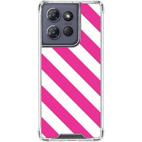 Pink and White Geometric Stripes Moto G Stylus 5G (2025) Clear Case
