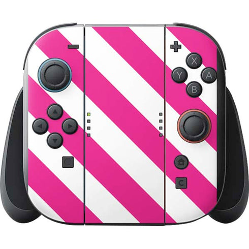 Pink and White Geometric Stripes Nintendo Switch 2 (2025) with Joy-Con Skin