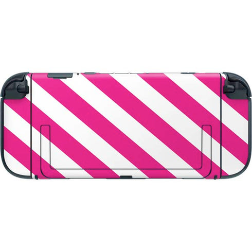 Pink and White Geometric Stripes Nintendo Switch 2 (2025) with Joy-Con Skin