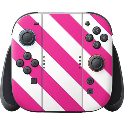 Pink and White Geometric Stripes Nintendo Switch 2 (2025) Joy-Con Controller Skin