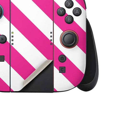 Pink and White Geometric Stripes Nintendo Switch 2 (2025) Joy-Con Controller Skin