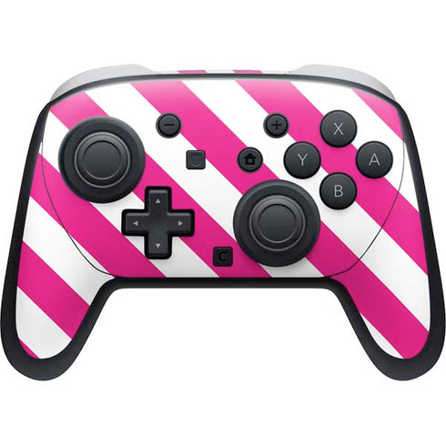 Pink and White Geometric Stripes Nintendo Skins