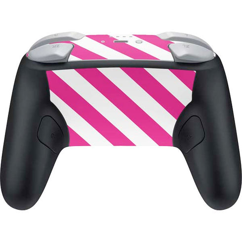 Pink and White Geometric Stripes Nintendo Switch 2 (2025) Pro Controller Skin