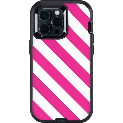 Pink and White Geometric Stripes Otterbox Defender iPhone Skin