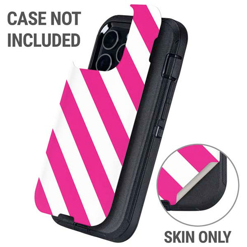Pink and White Geometric Stripes Otterbox Defender iPhone Skin