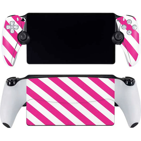 Pink and White Geometric Stripes PlayStation Portal Remote Player Skin