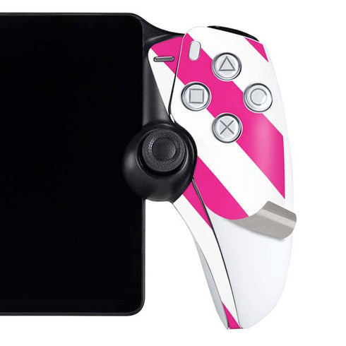 Pink and White Geometric Stripes PlayStation Portal Remote Player Skin