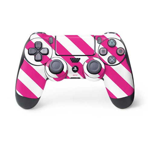 Pink and White Geometric Stripes PlayStation PS4 Skins