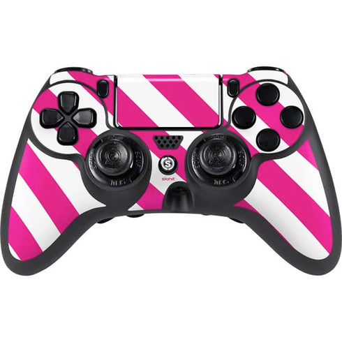 Pink and White Geometric Stripes PlayStation PS4 Skins