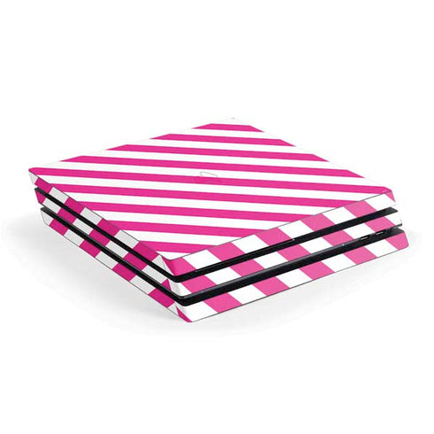 Pink and White Geometric Stripes PlayStation PS4 Skins