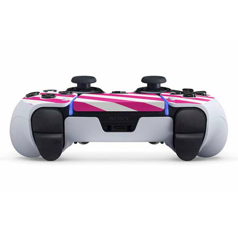 Pink and White Geometric Stripes PS5 DualSense Edge Pro Controller Skin