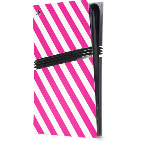 Pink and White Geometric Stripes PS5 Pro Console Skin