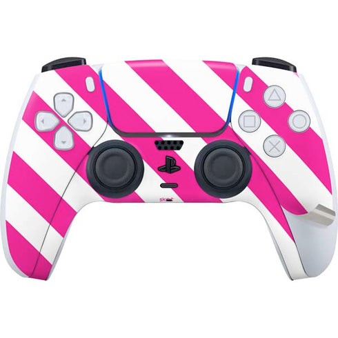 Pink and White Geometric Stripes PS5 Pro Disk Bundle Skin