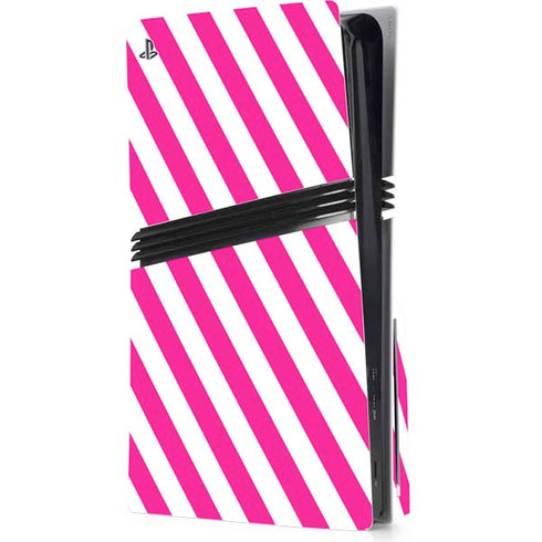 Pink and White Geometric Stripes PS5 Pro Disk Console Skin