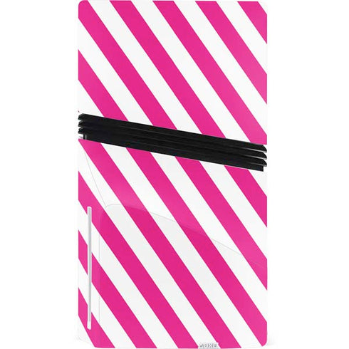 Pink and White Geometric Stripes PS5 Pro Disk Console Skin