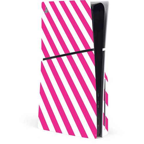 Pink and White Geometric Stripes PlayStation PS5 Skins