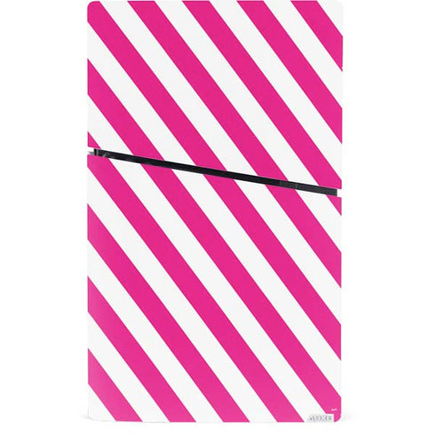 Pink and White Geometric Stripes PS5 Slim Digital Edition Console Skin