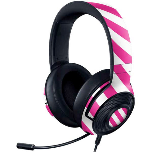 Pink and White Geometric Stripes Razer Kraken X Skin