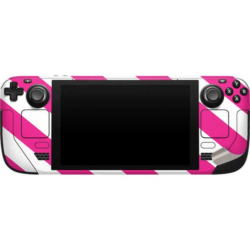 Pink and White Geometric Stripes Steam Deck Handheld Gaming Computer Skin