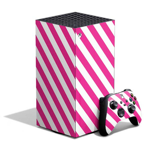 Pink and White Geometric Stripes XBox Series X Digital Edition Bundle Skin