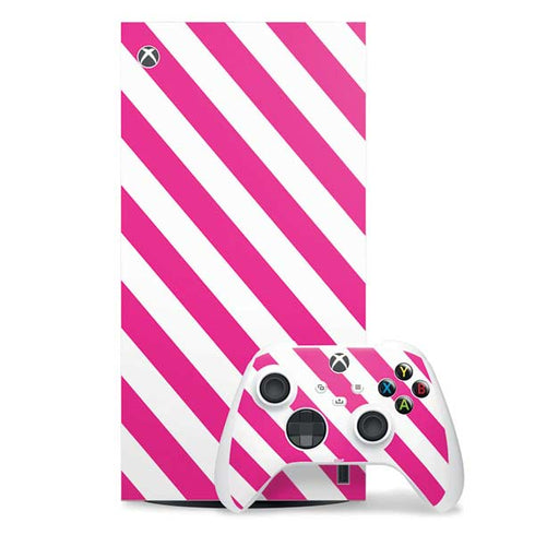 Pink and White Geometric Stripes Xbox Series X Skins