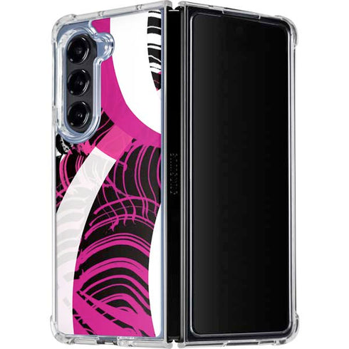 Pink and White Hipster Galaxy Z Fold5 5G Clear Case